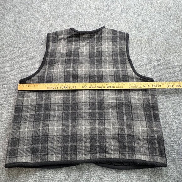 VTG Tantrums Vest Womens 2X Wool Blend Plaid‎ Leaf Embroidery & Pockets *Read - Picture 8 of 10